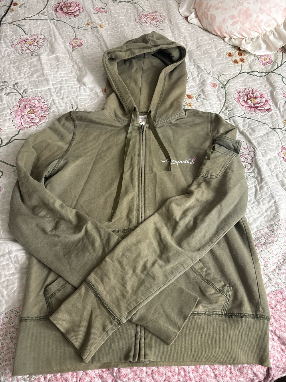 Aeropostale Olive Zip-Up Hoodie Jacket